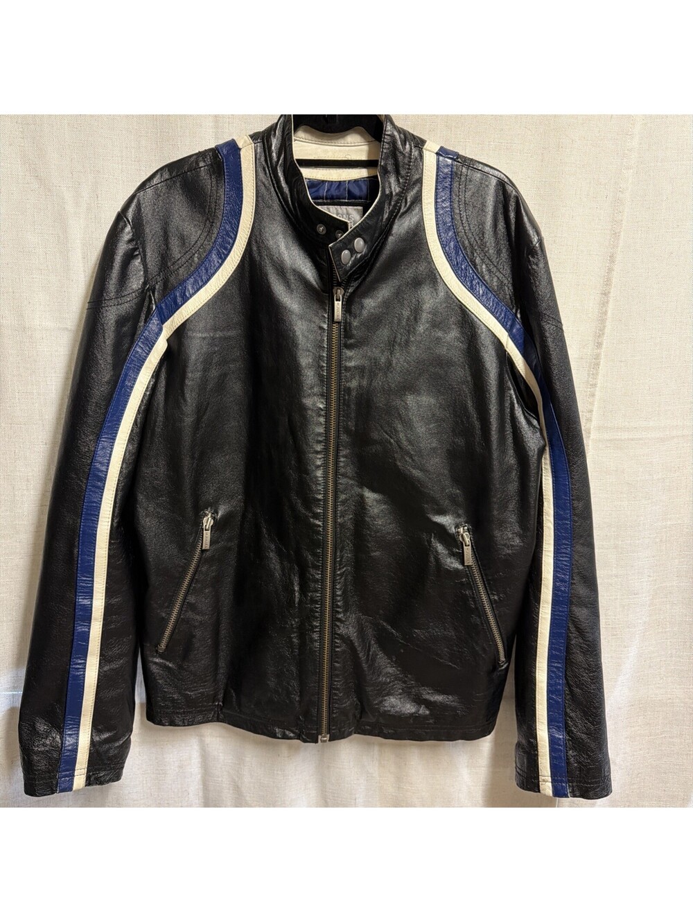 Wilsons Leather M. Julian Men's Black Full-Zip Motorcycle Jacket Size Medium